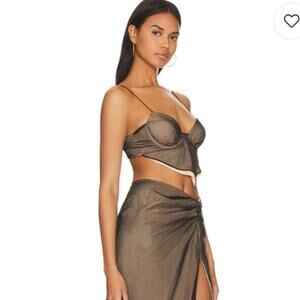 NWT Revolve NBD Amryn Black Nude Crop Top Maxi Skirt Size S Small